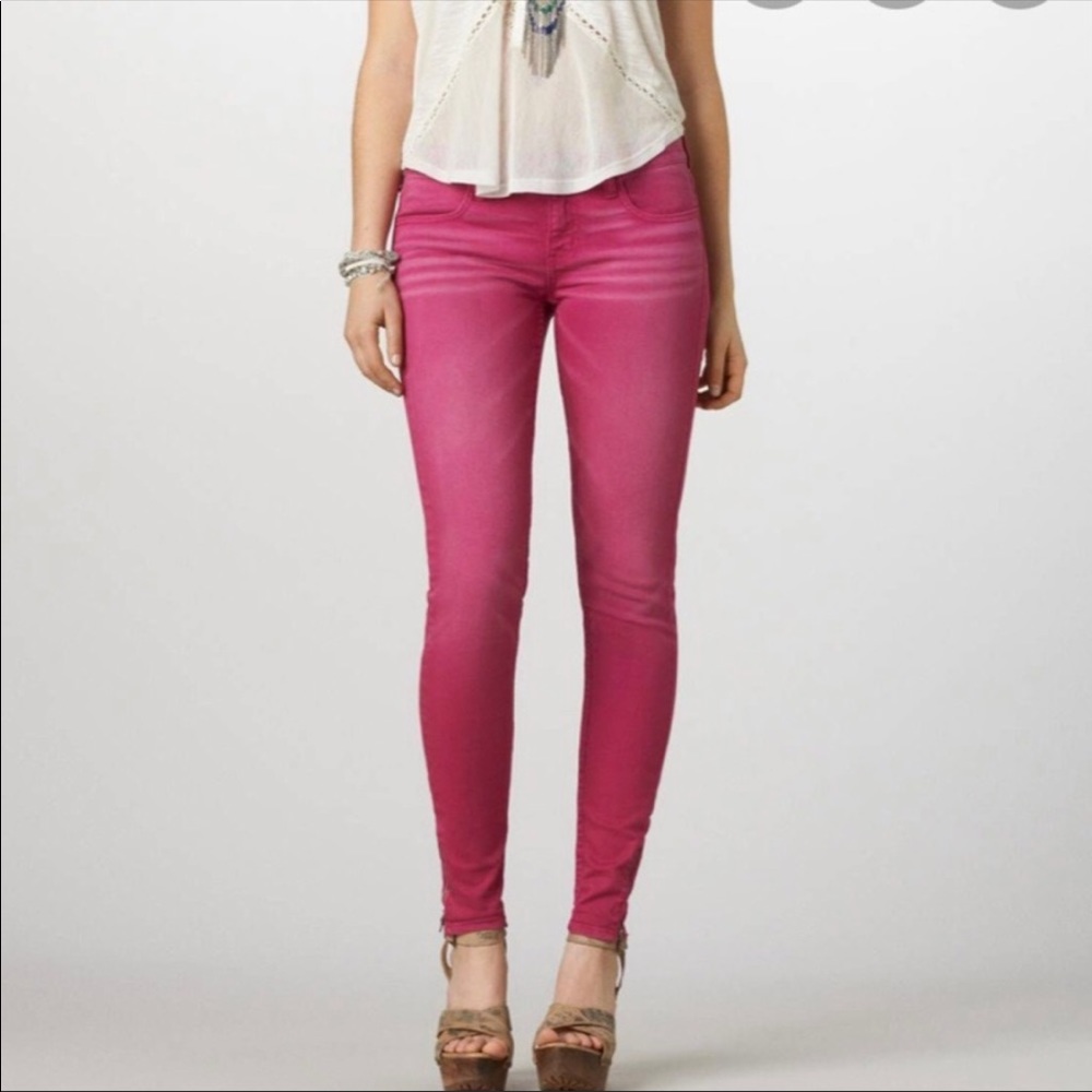 American Eagle Pink Zip Ankle Jegging Jeans 12